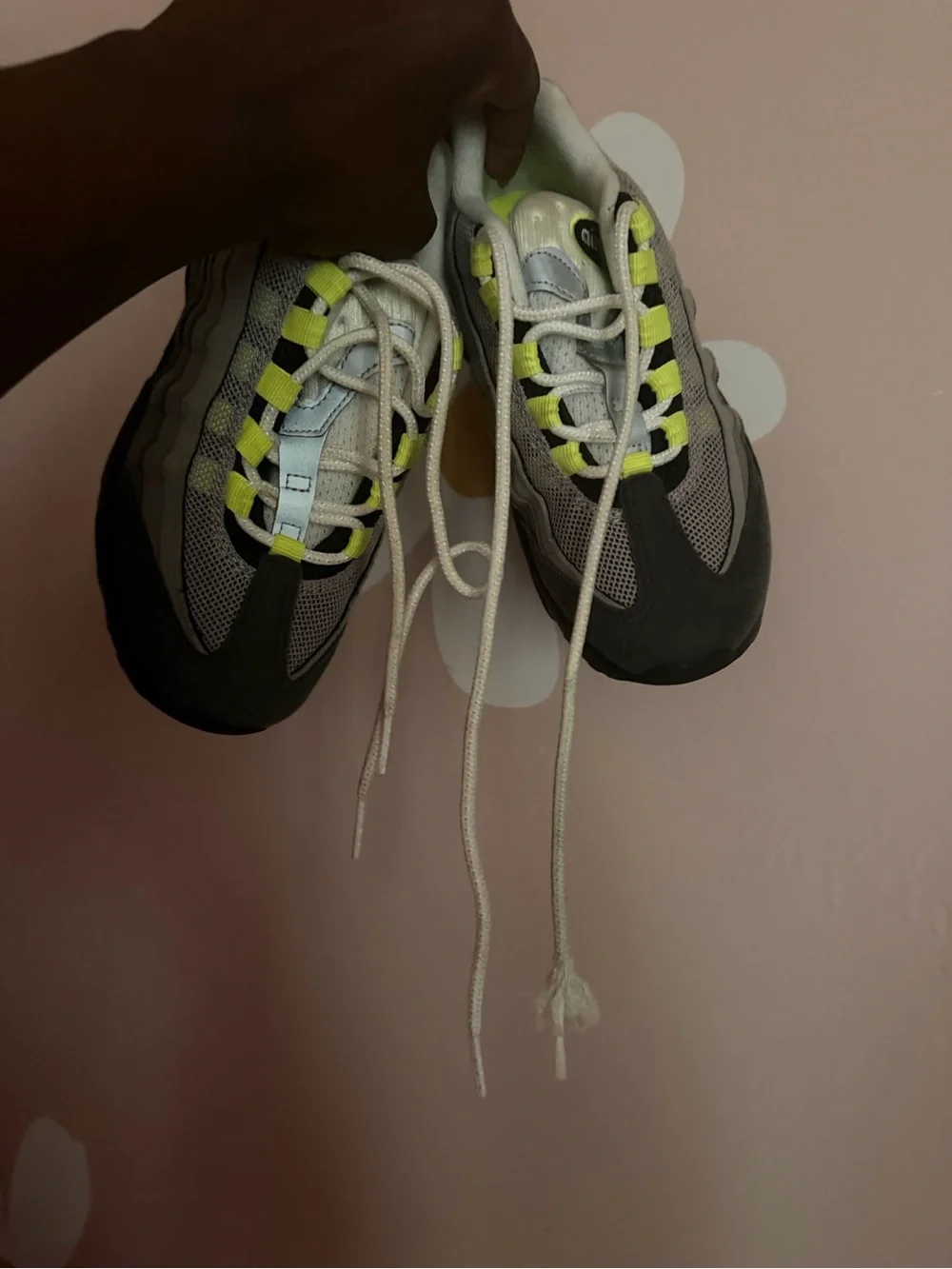 Nike Kids Gray and Neon Yellow Lace-Up Sneakers